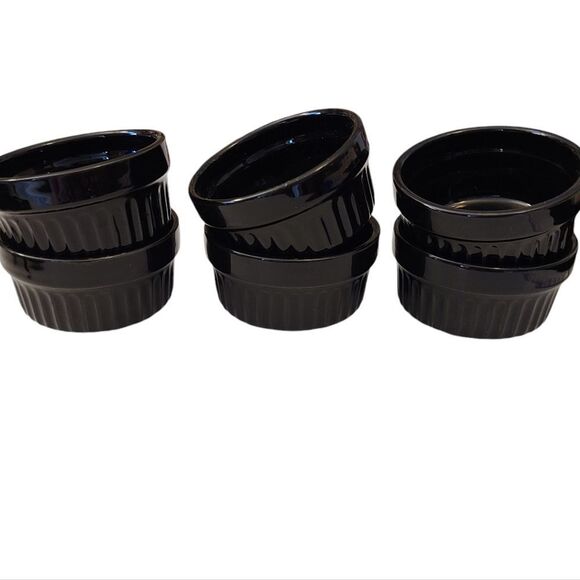 Ramekins Set of Six Miniature 4 oz Black - Picture 1 of 6
